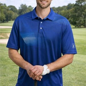 PGA Tour Royal Blue Gradient Stripe Golf Polo